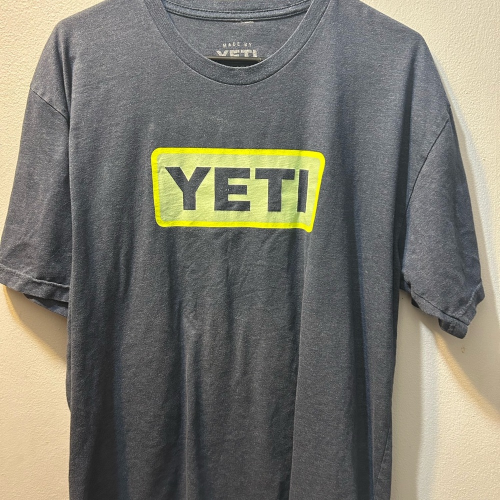 YETI Charcoal Tee with Neon Yellow Logo